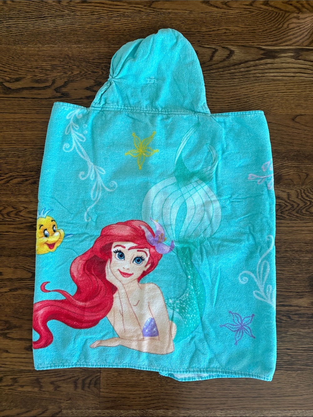 Disney Ariel Hooded Towel  - Turquoise, Red, Yellow